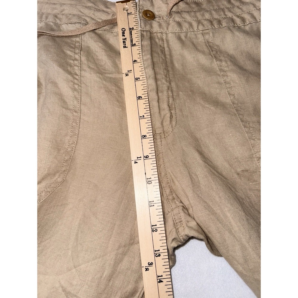 Lauren Ralph Lauren Jovonie 100% Linen Wide Leg Birch Tan Pants Sz 12 - Picture 9 of 13